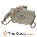  Chanel Chanel 19 заслонка Mini цепь бумажник 12cm кожа серый Mini цепь сумка на плечо женский CHANEL* б/у 
