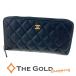  Chanel раунд застежка-молния длинный кошелек matelasse черная икра s gold черный Gold металлические принадлежности длинный Zip бумажник женский CHANEL* б/у 