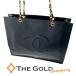 CHANEL цепь большая сумка черная икра s gold черный Gold металлические принадлежности сумка на плечо женский Chanel * б/у 