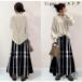  вязаный tops длинная юбка проверка рисунок весна осень длинный рукав body type покрытие casual сверху товар ходить на работу OL 2 позиций комплект женский 