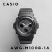  за границей стандартный товар 10 год гарантия CASIO G-SHOCK Casio G амортизаторы AWG-M100B-1A наручные часы часы бренд мужской мужчина дыра teji радиоволны солнечный солнечные радиоволны дата водонепроницаемый 