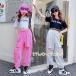  Kids танцевальный костюм бедра pop выставить девочка Корея симпатичный чёрный белый . рука stage костюм s.... брюки-карго stage костюм тренировка надеты 