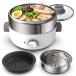 Ateimiss электрический кастрюля гриль набэ плита 18cm 1.2L глубокий кастрюля yakiniku plate пароварка многофункциональный compact 1 человек для 2 человек для стекло крышка 