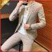  серый в клетку костюм мужской 2 позиций комплект весна лето осень tailored jacket брюки формальный костюм смокинг большой размер джентльмен одежда ходить на работу 