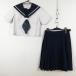 sailor suit skirt scarf top and bottom 3 point set 165A can ko- summer thing white 1 pcs line woman school uniform middle . high school white uniform used rank C EY2610