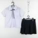  blouse miniskirt cord Thai top and bottom 3 point set L summer thing woman school uniform Hyogo prefecture . Nishinomiya high school white uniform used rank B NA2925
