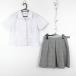  blouse check skirt top and bottom 2 point set summer thing woman school uniform middle . high school white uniform used rank C NA5687
