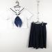  sailor suit skirt scarf top and bottom 3 point set large size summer thing blue 1 pcs line woman school uniform Hyogo paper . middle . white uniform used rank C NA5741