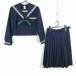  sailor suit skirt scarf top and bottom 3 point set winter thing white 3ps.@ line woman school uniform middle . high school navy blue uniform used rank C NA6891