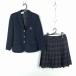  блейзер проверка юбка верх и низ 2 позиций комплект зима предмет женщина школьная форма Fukui .. средняя школа темно-синий форма б/у разряд C NA7168