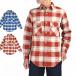  freewheelers FREEWHEELERS рубашка NOMAD WORK SHIRT 1950s STYLE WORK CLOTHING длинный рукав проверка фланель рубашка 2433001