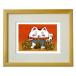 ji- gray woodcut Yoshioka . Taro picture frame mat attaching -inch NA better fortune maneki-neko [. is good ]