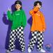  зеленый o range top s тренировочный Kids танцевальный костюм hip-hop в клетку брюки рубашка с длинным рукавом Jazz Dance Junior ребенок одежда мужчина девочка отвечающий .. тренировка надеты stage костюм ребенок .