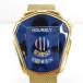 05w17663 HOURSLY Gold мужской кварц голубой циферблат наручные часы б/у товар [ павильон . магазин ]