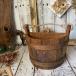 }USA Vintage *MAINE BUCKET* старый дерево ковш * из дерева ведро корзина * цветок цветок * american Vintage * античный * старый инструмент 