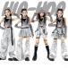  silver gray Kids танцевальный костюм выставить девочка украшен блестками юбка брюки безрукавка heso.. tops с капюшоном . Jazz hip-hop Cheer 