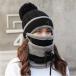  женский вязаная шапка защита горла "neck warmer" pompon имеется осень-зима 3 позиций комплект маска обратная сторона ворсистый толстый теплый мягкий вязаная шапка . защита от ветра холод шляпа женский шарф снуд 