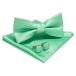 [JEMYGINS] одноцветный бабочка галстук . pocket square запонки кнопка имеется мужской mint green 2