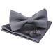 [JEMYGINS] одноцветный бабочка галстук . pocket square запонки кнопка имеется мужской серый 2