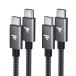 [2 шт. комплект ]RAMPOW USB C кабель [1m+1m/ серый PD3.0 соответствует 60W внезапный скорость зарядка ] модель c кабель данные пересылка разъединение предотвращение высокая прочность 