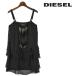ディーゼル DIESEL ワンピースドレス レディース メタルビジュー装飾 レース フリル ティアード カットオフ キャミワンピ D-ROXANA