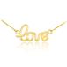 High Polish 14k Yellow Gold Love Script Necklace, 18