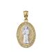 Solid 10k Two-Tone Gold St. Anthony Of Padua Diamond Oval Medal Pendan
