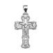 Elegant Russian Orthodox Save and Protect Cross Pendant in 14k White G