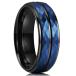 King Will Hammer 8mm Blue Hammered Tungsten Carbide Ring Black Two Ton