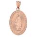 10k Rose Gold Blessed Virgin Mary Miraculous Oval Medal Diamond Pendan