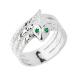 Polished 925 Sterling Silver Green-Eyed Coiled Snake Ring (Size 8)