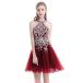 Aurora Bridal Women's Halter Beaded Homecoming Dresses 2018 Short Tull