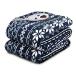 Biddeford Blankets Micro Plush Electric Heated Blanket with Digital Controller, Throw, Navy Fair Isle