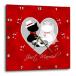 Charlyn Woodruff - CW Designs - Just Married - Red Marbled Just Married֥åand Siamese Kitty Cats Wedding Couple - ɻ 10x10 Wall Clock¹͢