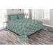 Lunarable Teal Coverlet, Lace Like Feminine Design Flowers Growth Retro Beauty Display Artwork Print, 3 Piece Decorative Quilted Bedspread Set¹͢