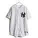 90s USA made # MLB official Majestic New York yan Keith stripe short sleeves Baseball shirt ( men's L ) old clothes game shirt 