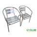 *BB0505| aluminium старт  King стул сад стул - стул 2 ножек комплект серебряный W550×D530×H740mm б/у для бизнеса магазинный 