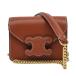 [ название восток ] Celine Trio mf цепь имеется карта держатель 10J743DPV.04LU язык Brown кожа футляр для карточек мелкие вещи Mini сумка [ не использовался ]