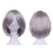  wig SET Halloween fancy dress Short Bob medium full wig lady's cosplay hair net stand attaching platinum silver 