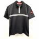  L Golf ELLE GOLF половина Zip mok шея футболка рукав . Logo patch короткий рукав сделано в Японии поли 100% 11 номер L черный × белый чёрный женский 