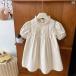  ребенок одежда девочка Kids симпатичный модный воротник-стойка гонки вышивка baby юбка лето French юбка в складку 