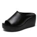 [Akaaka] сабо сандалии толщина низ женский легкий Wedge подошва открытый tu "дышит" casual низ вверх офис сандалии ( черный *23cm