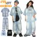  Denim комплект голубой короткий рукав Kids танцевальный костюм девочка мужчина Cheer ребенок ребенок лучший майка верх и низ в комплекте выставить tops брюки hip-hop ji