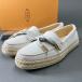 1i20 { прекрасный товар } TOD'S Tod's Италия производства эспадрильи deck shoes мокасины обувь для вождения 39 1/2 белый кожа 