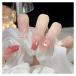 ALLMIRA artificial nails long 24 sheets insertion pink coming-of-age ceremony winter Korea attaching nail blue length soup stylish popular attaching .. Kirakira false nails simple 