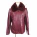  real leather REAL LEATHER leather jacket blouson ram leather blue fox fur red series red group 11AR #GY18 lady's 