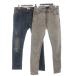  The лама n2 позиций комплект Denim джинсы молния fly повреждение обработка подкладка леопардовая расцветка синий серый серый голубой 32 #OOM мужской 