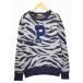  Beams Golf BEAMS GOLF вырез лодочкой пирог ru нашивка Zebra рисунок вязаный свитер L GRAY/NAVY( серый / темно-синий ) осень-зима мужской 