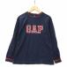  Gap GAP вырез лодочкой манжеты ребра Logo нашивка длинный футболка cut and sewn темно-синий XL(12) Kids 