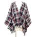 OWLSPALE 2WAY пончо накидка капот проверка бахрома многоцветный A0206 женский 